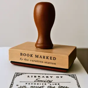 Personalized Reading Tracker Library of Book Stamp with Black Ink Pad - Handcrafted Rubber Stamp for Book Lovers & Journal Advocates