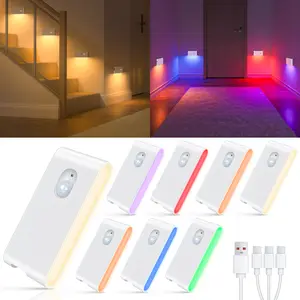 WILLED Rechargeable Motion Sensor Lights Indoor, Adjustable RGB & Warm White Wireless Night Light - Magnetic Stick-On for lighting, Stair,Bathroom, Hallway, Closet, Under Cabinet, Bedroom, Kitchen, Kids' Room