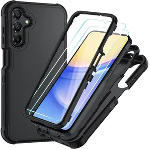 for Galaxy A15 5G Case, Samsung Galaxy A15 5G Case with HD Screen Protector [3 Layer] Heavy-Duty Tough Rugged Shockproof Protective Phone Case for Samsung A15 5G (Black/Black)