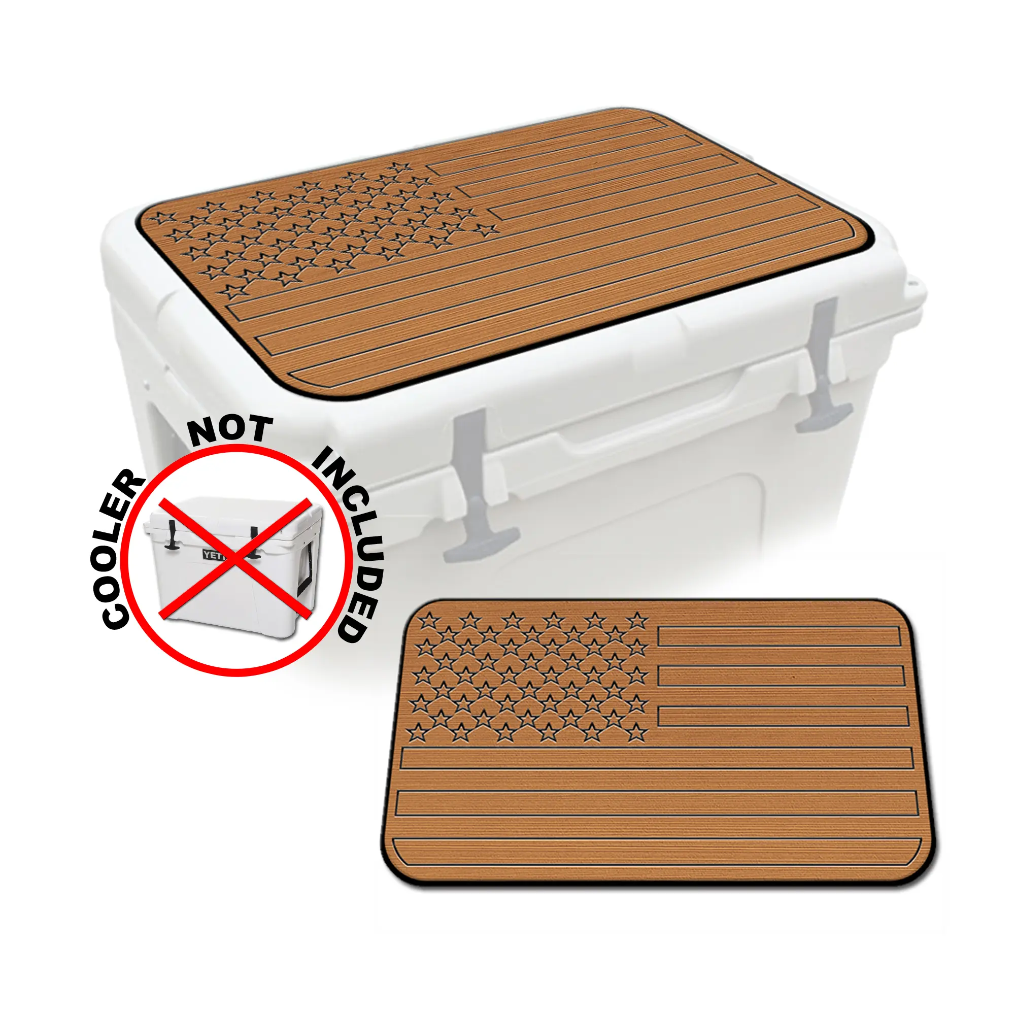 USATuff SeaDek Cooler Pad — US FLAG in Mocha/Black | FITS YETI Tundra 65 QT Cooler (COOLER NOT INCLUDED—PAD ONLY)