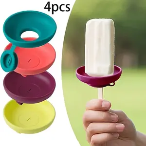 4-Piece Leak-Proof Ice Cream Mold Set - Ice Cream Tray Holder with Drip Lid, Portable Summer Dessert Stand, Dishwasher Cleanable, Summer Ice Cream Stand, Portable Snack Container with Handle