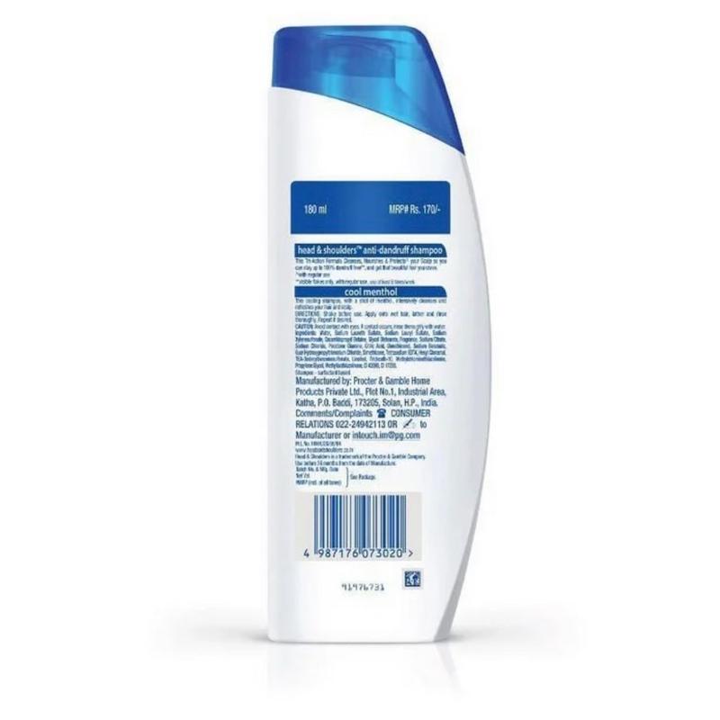 Head & Shoulder Anti Dandruff Shampoo Cool Menthol 400 ml. (2 Pack) - Refreshing Cleansing for Scalp Health, Alcohol Free, Dry, Multi-Pack