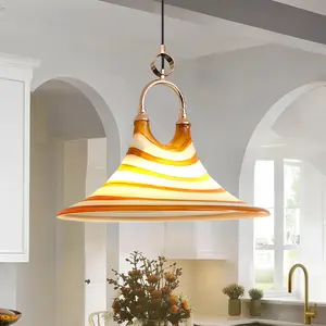Viral TikTok Adjustable Height Horn Pendant Light Spiral Painted Shade for Kitchen Living Room Home Decor Lighting #KitchenLighting #PendantLight #HomeDecor No Warranty