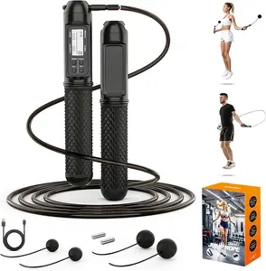 Jump Rope with LED Display and Jump Counter, Weighted Cordless Design for  Gym & HIIT, Adjustable Steel Wire for Fitness, Tracks Jumps, Calories & Time, for Men, Women &