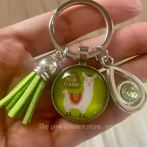 No Prob Llama Green Tassel Keychain