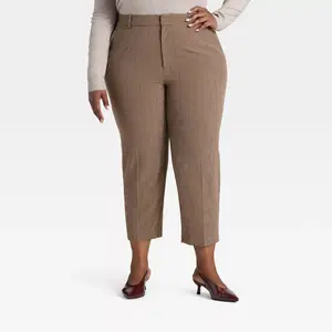 Women's Tapered Ankle Pants - A New Day Brown Plaid 17