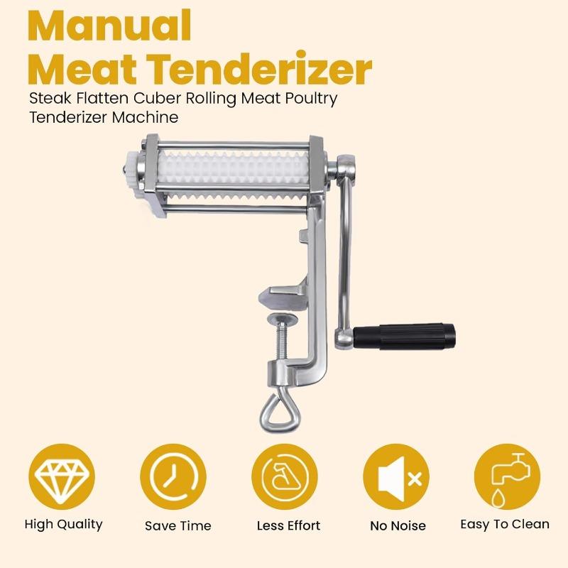 Heavy Duty Manual Meat Tenderizer Cuber Tool Steak Flatten Cuber Rolling Meat Poultry Tenderizer Machine Clamp on Meat Tenderizer Kitchen Tool