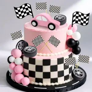 Race Car Cake Decorations Car Cake Topper Checkered Flag Cake Topper Growing Up Two Fast Birthday Decor Fast One Fast Three Need Four Speed Birthday Decorations