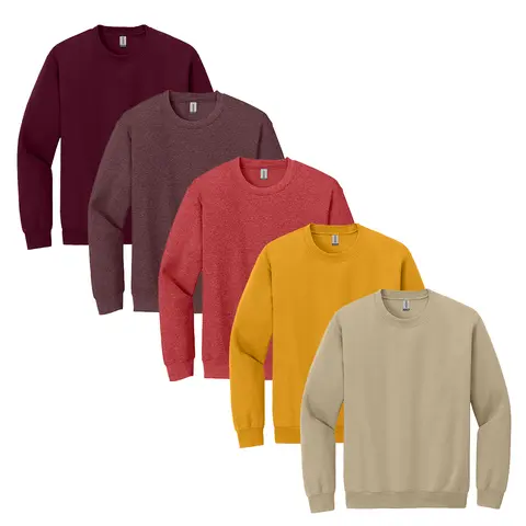 Gildan Heavy Blend Unisex Sweatshirts for Women & Men, Multi Pack Crew Neck Bulk Long Sleeve Sweaters - 15 Different Colors