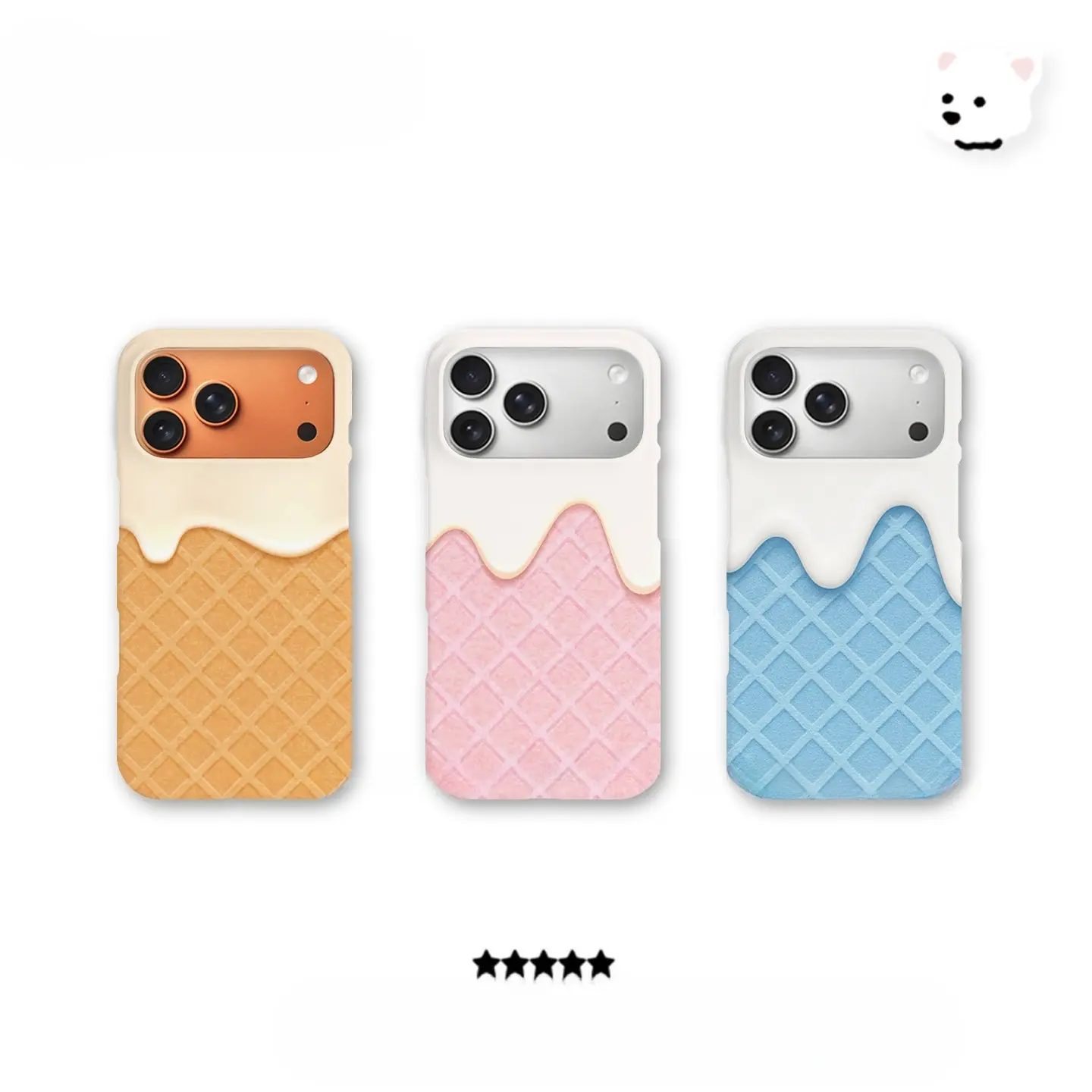 Cute Ice Cream Waffle Print Sublimation Phone Case Cover - Shockproof, Anti-Drop, Anti-Scratch, Slim Protective Accessory for iPhone 17 Air,16 Pro Max,15 Plus,14 Pro,13,12,11,X,XR,XS Max & Samsung Galaxy S25 Ultra,S24 Plus,S23 FE,S22,S21, Protection, Mult