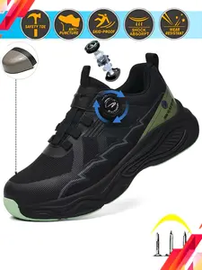 Safety Shoes with Steel Toe and Kevlar Construction, Puncture-Resistant and Breathable Mesh, Anti-Slip Rubber Sole for All Seasons Walking Shoes