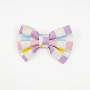 Spring Checkered Dog Bowtie - Bright and Colorful