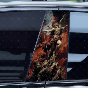 2pc Retro Battlefield Vinyl Stickers, Car B-Pillar Protection Decals, Vehicle Exterior Decoration, Easy Peel & Stick, Sunproof Waterproof Scratch-Resistant