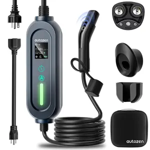 16A Level 1/Level 2 EV Charger for Tesla [Adjustable Current, Timer & Smart Display], NACS Portable Home Charger, NEMA 6-20/5-15 Plug, 110-240V, 21ft Cable, For Model X/Y/3/S/Cybertruck #TeslaCharger #NACSCharger #PortableEVCharger #Level1Level2