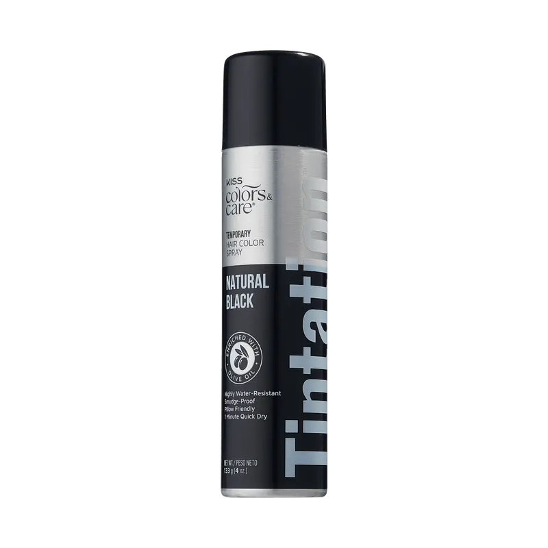 Kiss Colors & Care Tintation Spray - Natural Black | Temporary Hair Color Spray, Semi Permanent Hair Color, Hair Dye, Hair Color
