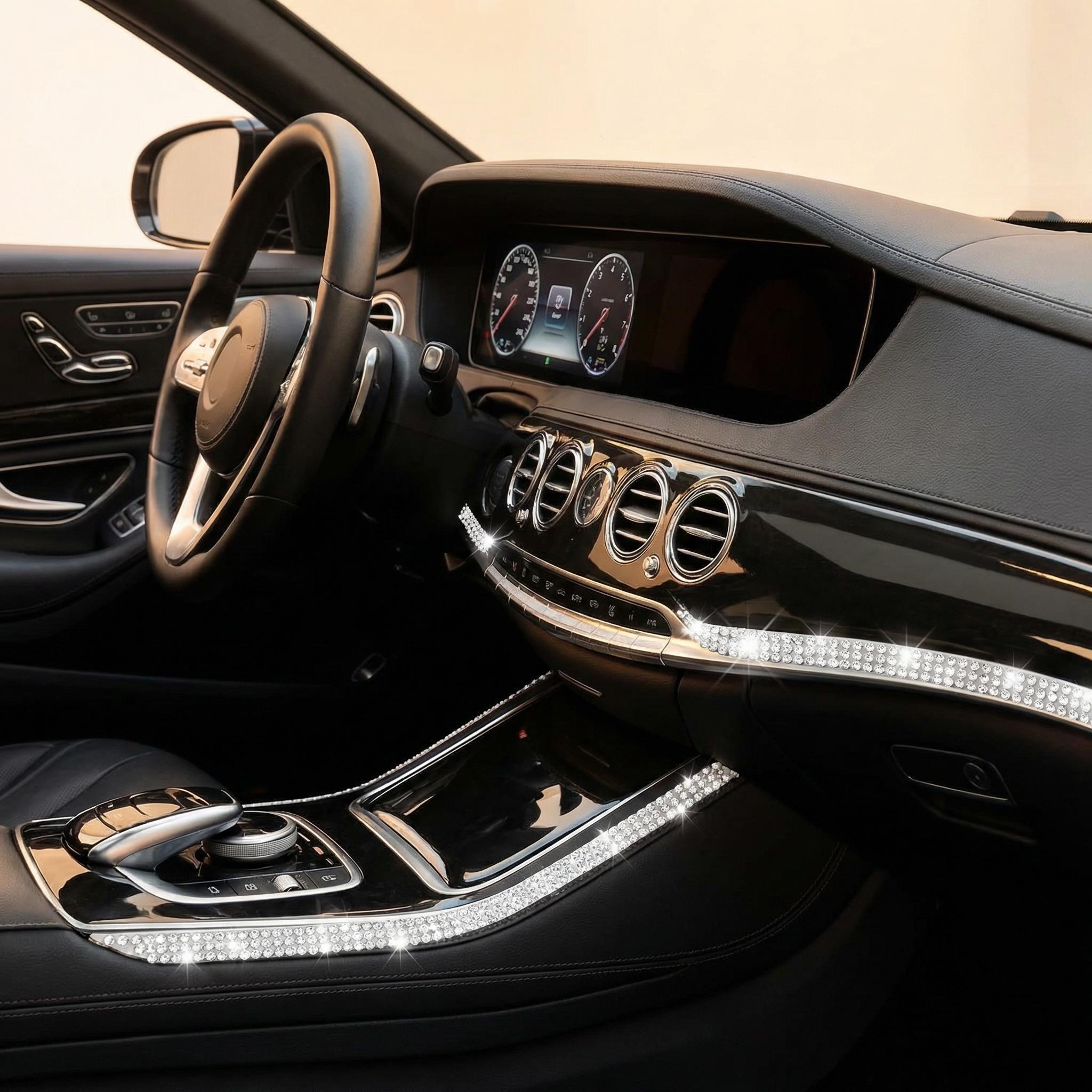 Car Decoration Rhinestone Strip, Self Adhesive Bling Crystal Diamond Trim, Waterproof Auto Interior Decor Accessories 32.8ft