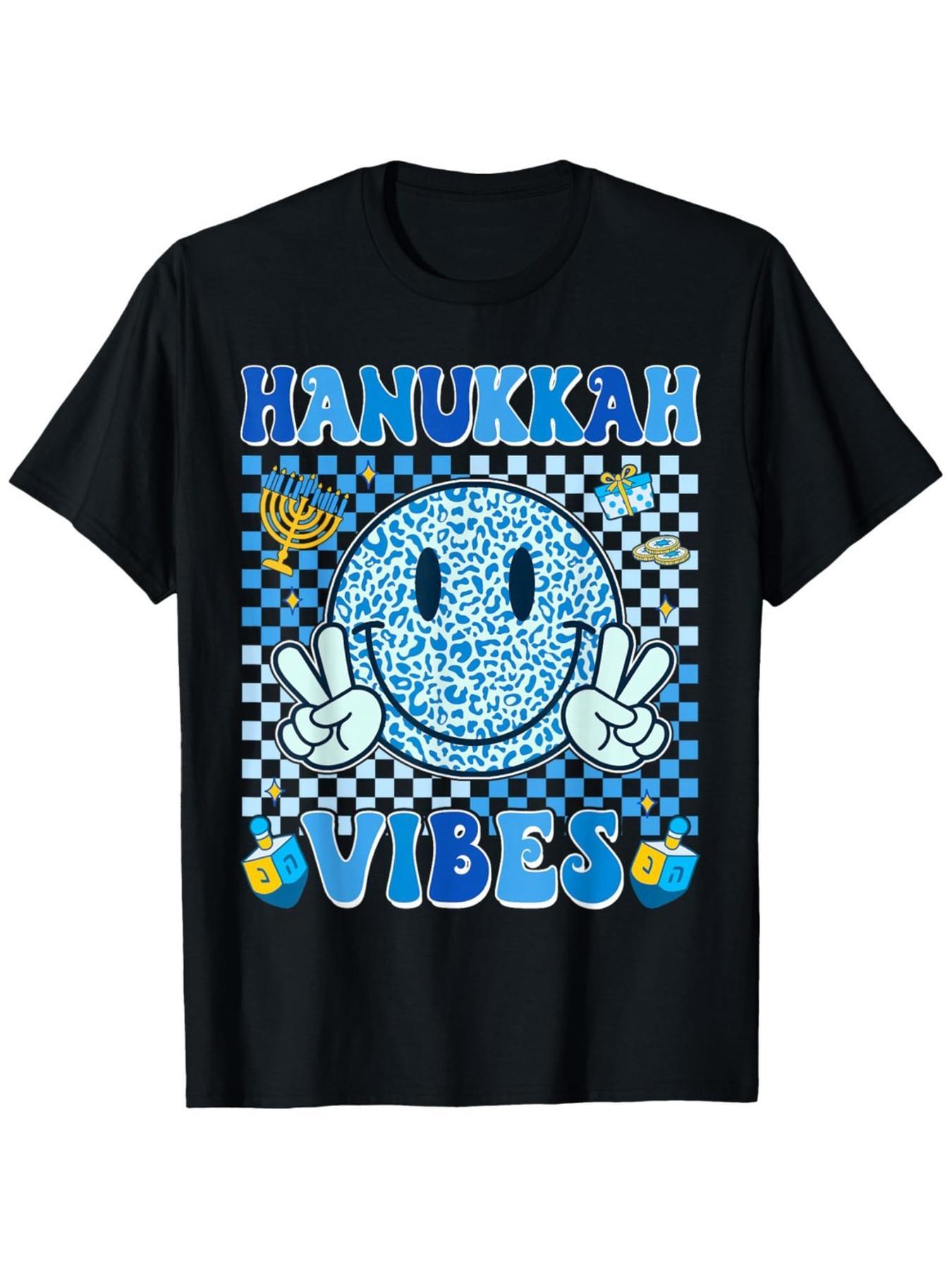 ' Hanukkah T-Shirt Boys & Girls - Hebrew Letters & Menorah Print Casual Round Neck Tee, Durable All-Season Jewish Holiday Apparel with Dreidel Symbol, Best Hanukkah Gift for Boys & Girls (Easy-Care) (3-13Y)