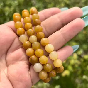 Yellow Topaz Genuine Crystal Bracelet - 8mm Beads, Natural Crystal Design, Unique Shape & Color, Elegant Accessory for Valentine’s Day