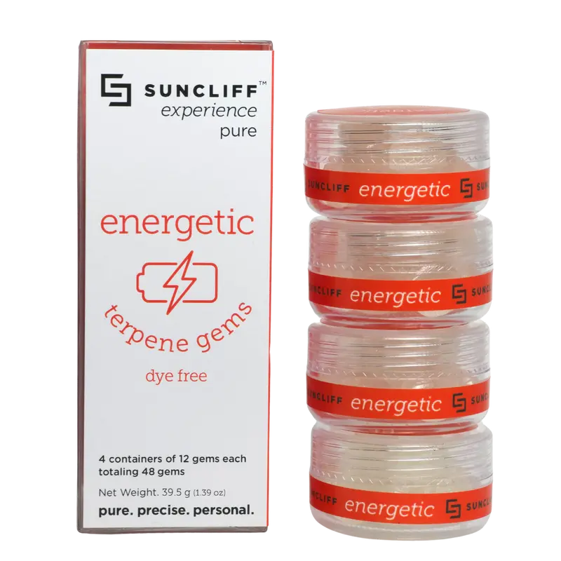 Suncliff Dye Free Terpene Gems 48-Count | Energetic Experience Pack | Natural Mood Gems Energy Stamina Supplements Brain Supplement Capsule