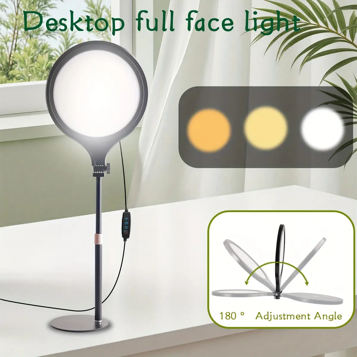 10" Full-Screen LED Selfie Ring Light Kit with Phone Holder, 3-Color Dimmable Zoom Lighting for Video Recording, Makeup, Mobile Accessories for Android Cellphone, Smartphone