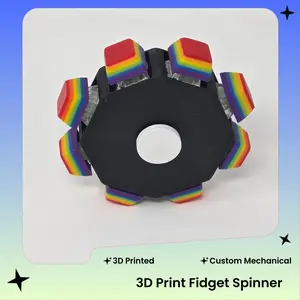 3D Printed Custom Mechanical Switch Spinner Fidget Toy with 16 Core Colors Pride Flag or Color Cap Options for All Ages