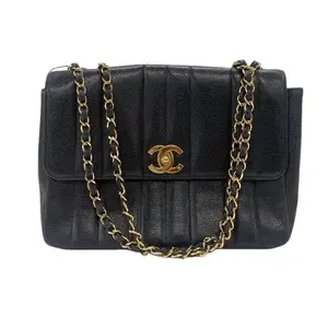 Pre-owned CHANEL Leather Shoulder Bags Navy Caviar Mademoiselle IB26030343