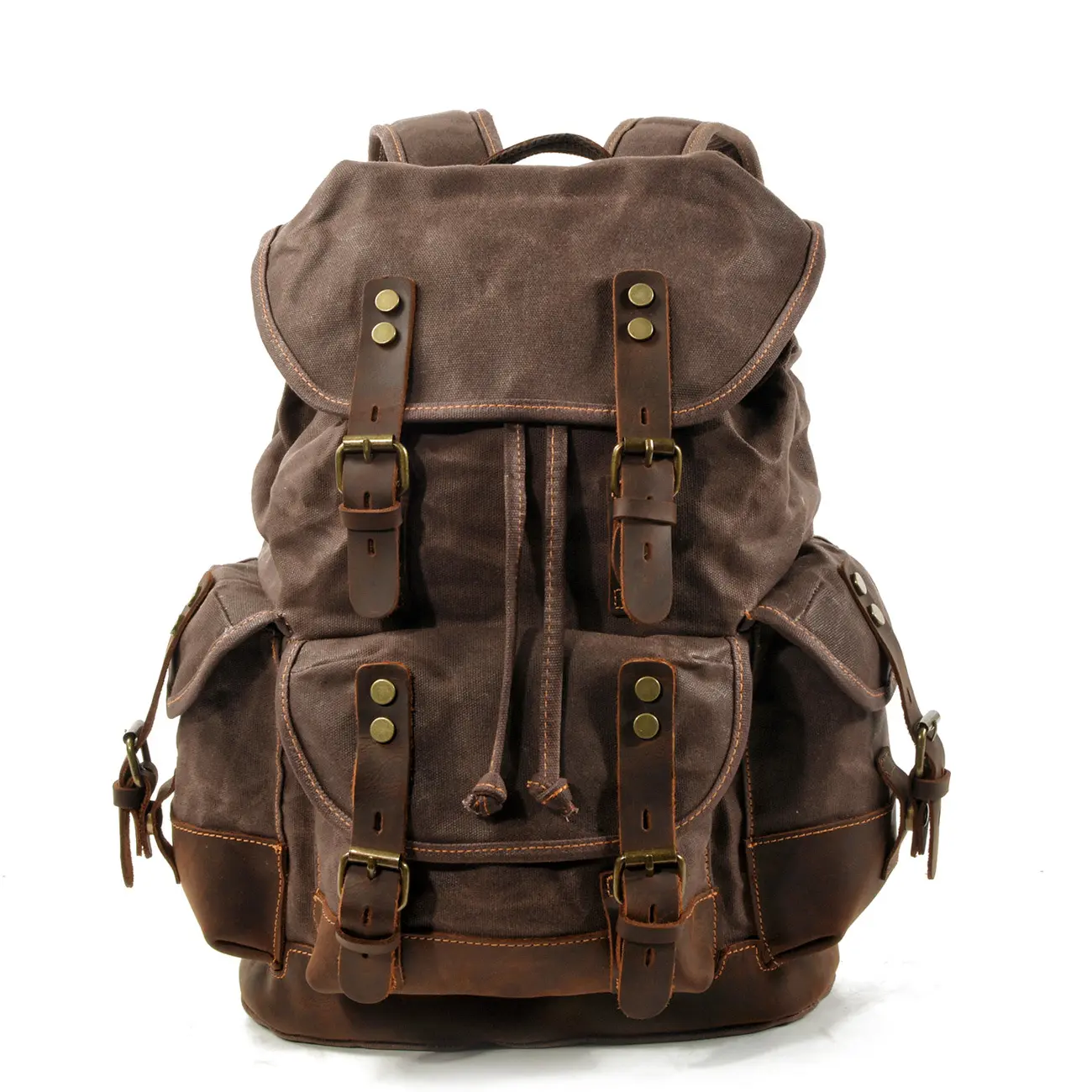 Waterproof Waxed Laptop Backpack - 22L Retro Travel Backpack, 16-in Sleeve, Multiple Pockets, Adjustable Shoulder Straps, Plain Finish, Durable Unisex Easy-Carry Laptop-Friendly Daypack for College, Hiking, Laptop-Friendly Laptop Bags