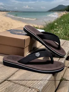 Men's Casual Solid Color Slides, Lightweight Comfortable Non-slip Slippers, Soft Comfy Home Slippers, Summer Barefoot Shoes for Indoor & Outdoor Wear, Footwear for beach, Slides Sandals