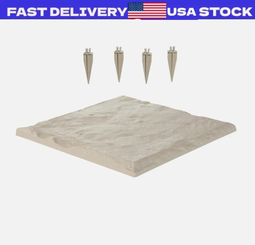 Decorative Stepping Stones with Stakes 4Pcs 15.5x15.5 in Walkway Pavers Beige