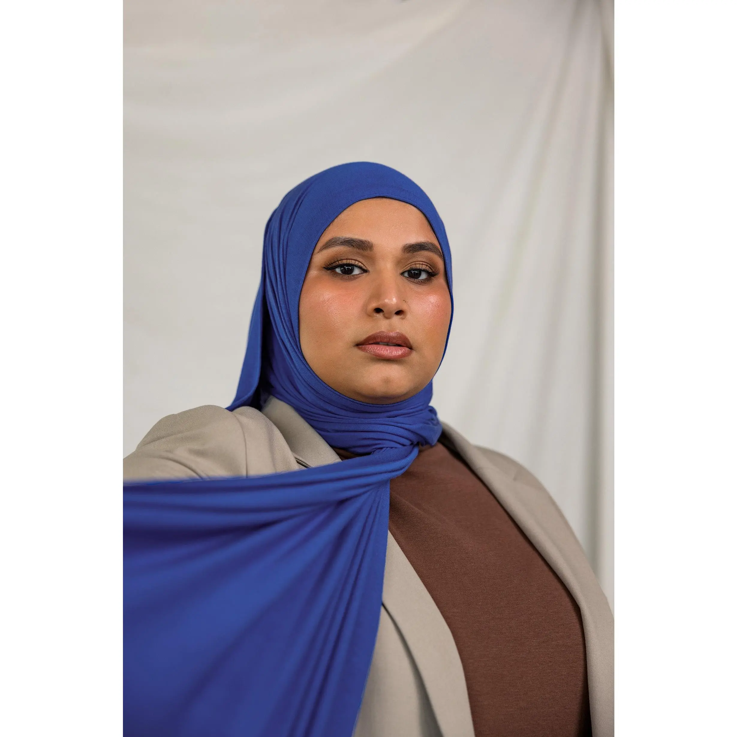 VELA Ocean Blue Modest Muslim Square Jersey Lite Hijab - Lightweight, Soft 4-Way Stretch Fabric for Daily Comfort, Effortless Fit, Modesty