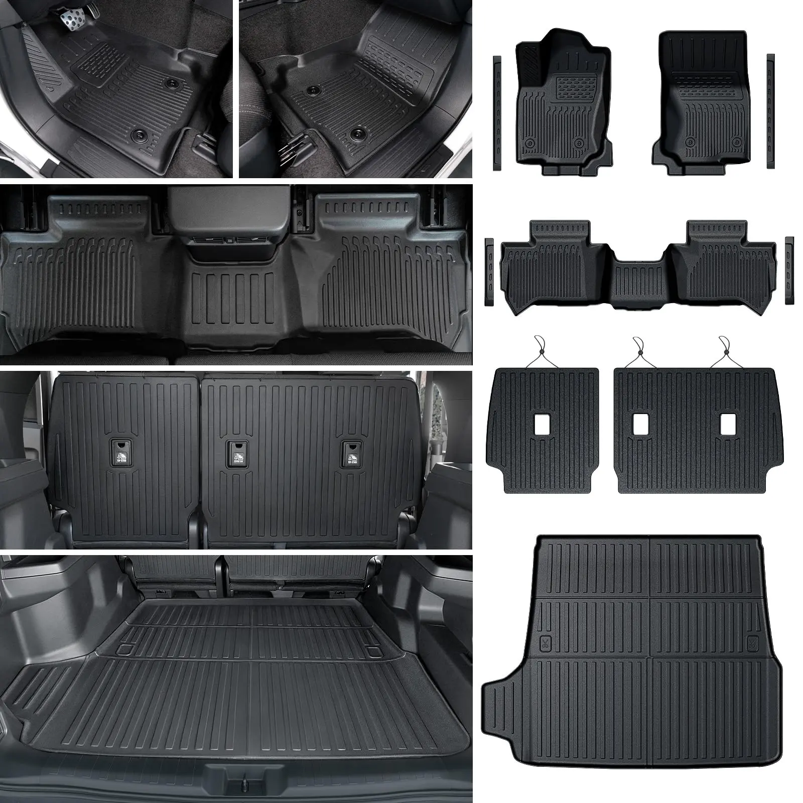 NUNET Synthetic All-Weather TPE Floor Mats Set - Precision-Fit for 2025-2026 Toyota 4Runner Fuel 5-Seater (Not for Hybrid), 6 PCS Full Coverage Cargo Liners, 4 PCS Anti-Slip Door Sill Guards with Advanced 3D Laser Scanning