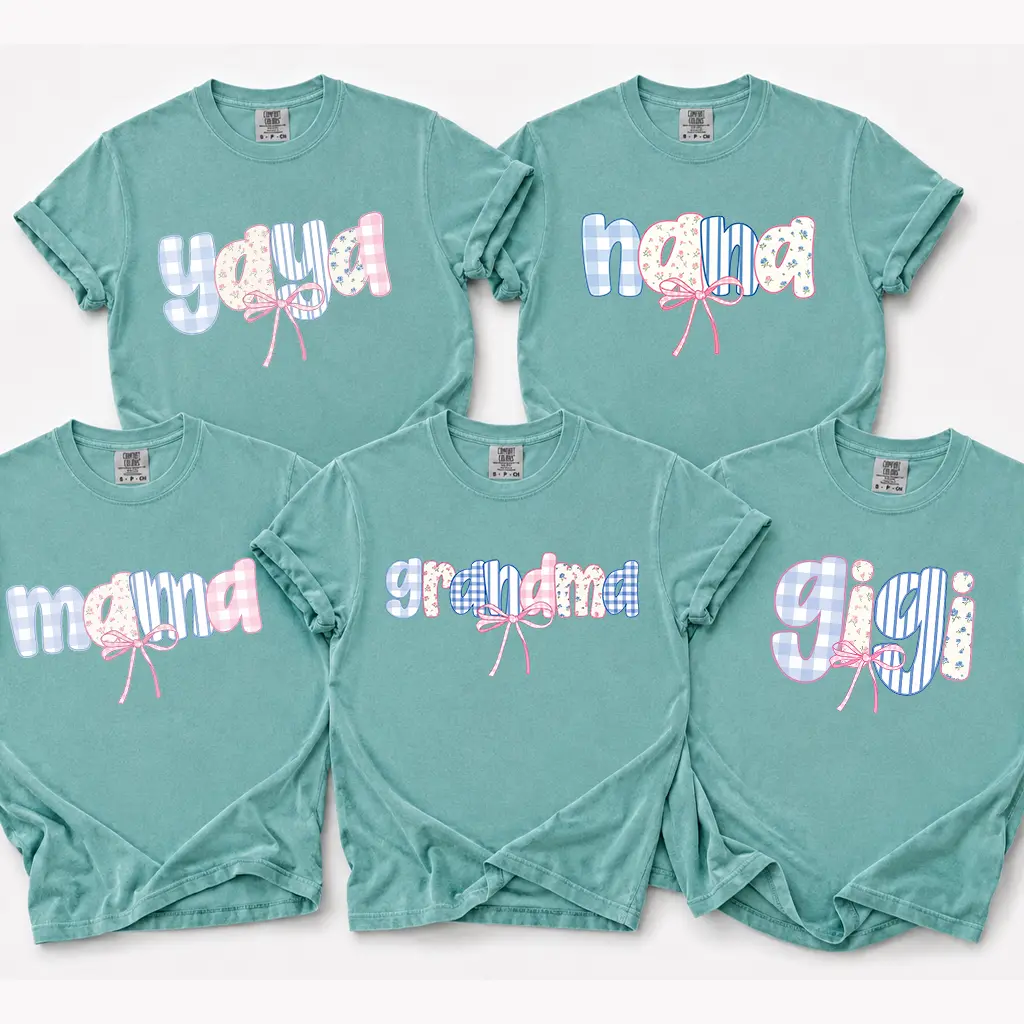 Custom Comfort Colors Auntie Gigi Nana Grandma Shirt, Personalized Floral Bow T-Shirt, Custom Family Names Tee, Coquette Aesthetic Gift for Mom, Nana Mimi Grammy Shirt, Mother’s Day Gift – DPCLICK