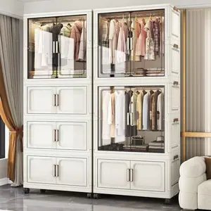 Thickened wardrobe for home use, no-install clothes storage cabinet, multifunctional simple small closet for the bedroom