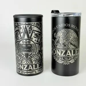 Personalized 4-in-1 Can Cooler w/ Bottle Opener Black