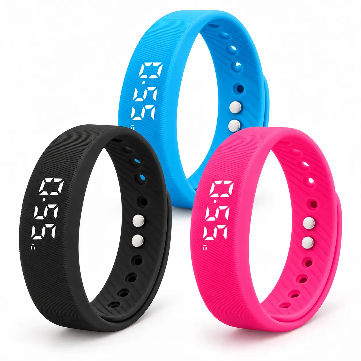 LED Digital Fitness Watch, Activity Tracker Wristband with 3D Step Counter, Calorie & Distance Tracking, Stopwatch, Silent Vibration Alarms and USB-A Charging, Silicone Sports Band for Walking, Running & Gym