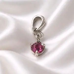 Orange Red Moissanite Sterling Pendant - Simple Design with Sparkling Gemstone Charm