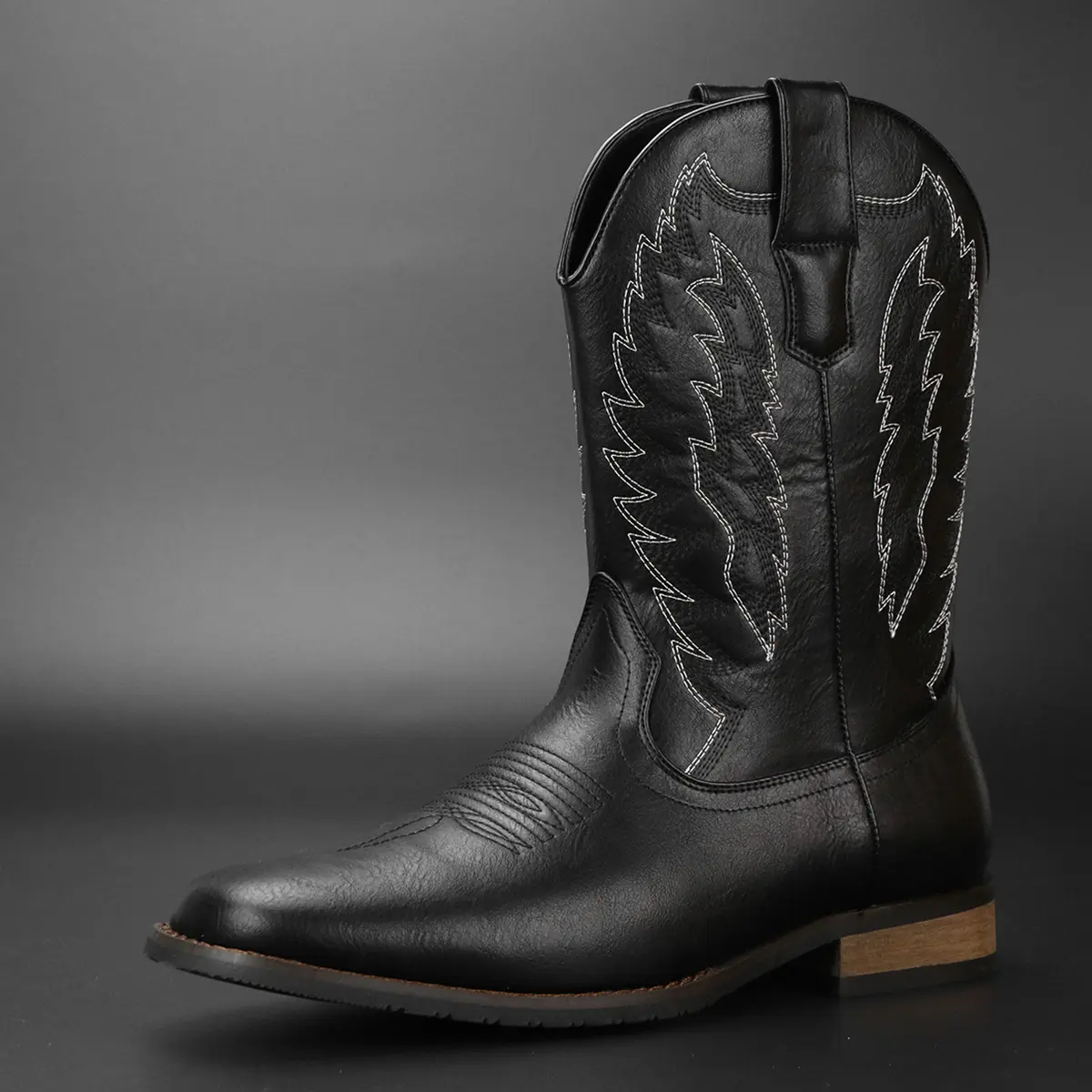 Men's Retro Style Roper Boots, Anti-skid High-top Slip On Shoes With PU Leather Uppers For Outdoor  pointed denim boots plus size cowboy boots tall tops riat men para caballero men western cowboy Vintage Western High-Top Cowboy anglicanum