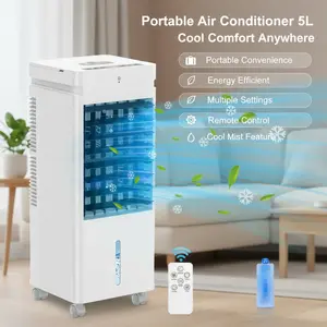 CLTTCLLCT Portable Air Conditioner, Evaporative Air Cooler with 20W Fan, 5L Tank & Ice Crystals – 3 Modes, 12 Speeds, Oscillation, Timer & Remote Control – Personal Cooling Fan for Home, Office & Summer Use [Energy Class A]