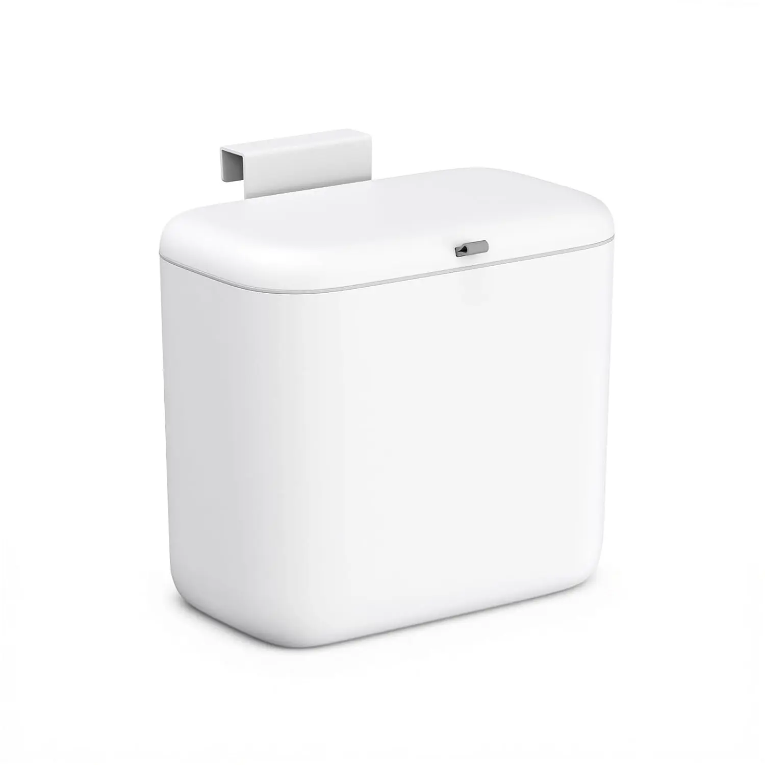 Hanging Trash Can with Lid for Kitchen, Garbage Can [1.8 Gal/6.8L] for Counter Top or Under Sink, Food Waste Bin, Mountable Garbage Can for Cupboard/Bathroom/Bedroom/Office/RV, Matte White
