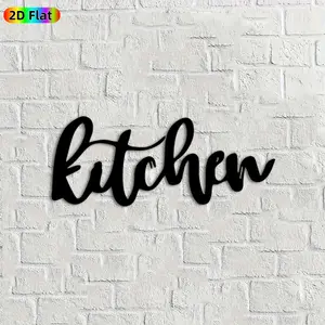 1pc Kitchen Calligraphy Metal Wall Art, Stylish Kitchen Statue Mural, Ideal Gift for New Year, Easter, Kitchen Decor Enthusiasts, Rust-Resistant Metal Wall Decor Wall Sculptures, Perfect for Kitchen Wall & Outdoor Fence, Unique Home Decor Accent