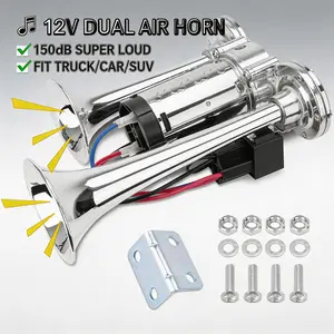 2026 Upgraded 130DB Dual Trumpet Air Horn Kit – Super Loud for Jeep & Off-Road Vehicles | Easy Install