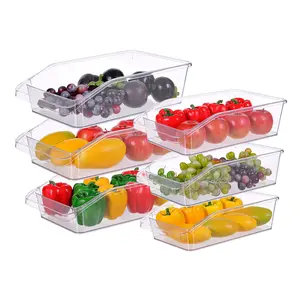 Refrigerator Box 6 Pcs Crisper food Container PET Thick Transparent Storage Box Vegetables Fruit Snacks Drinks organizer Kitchen Utensils