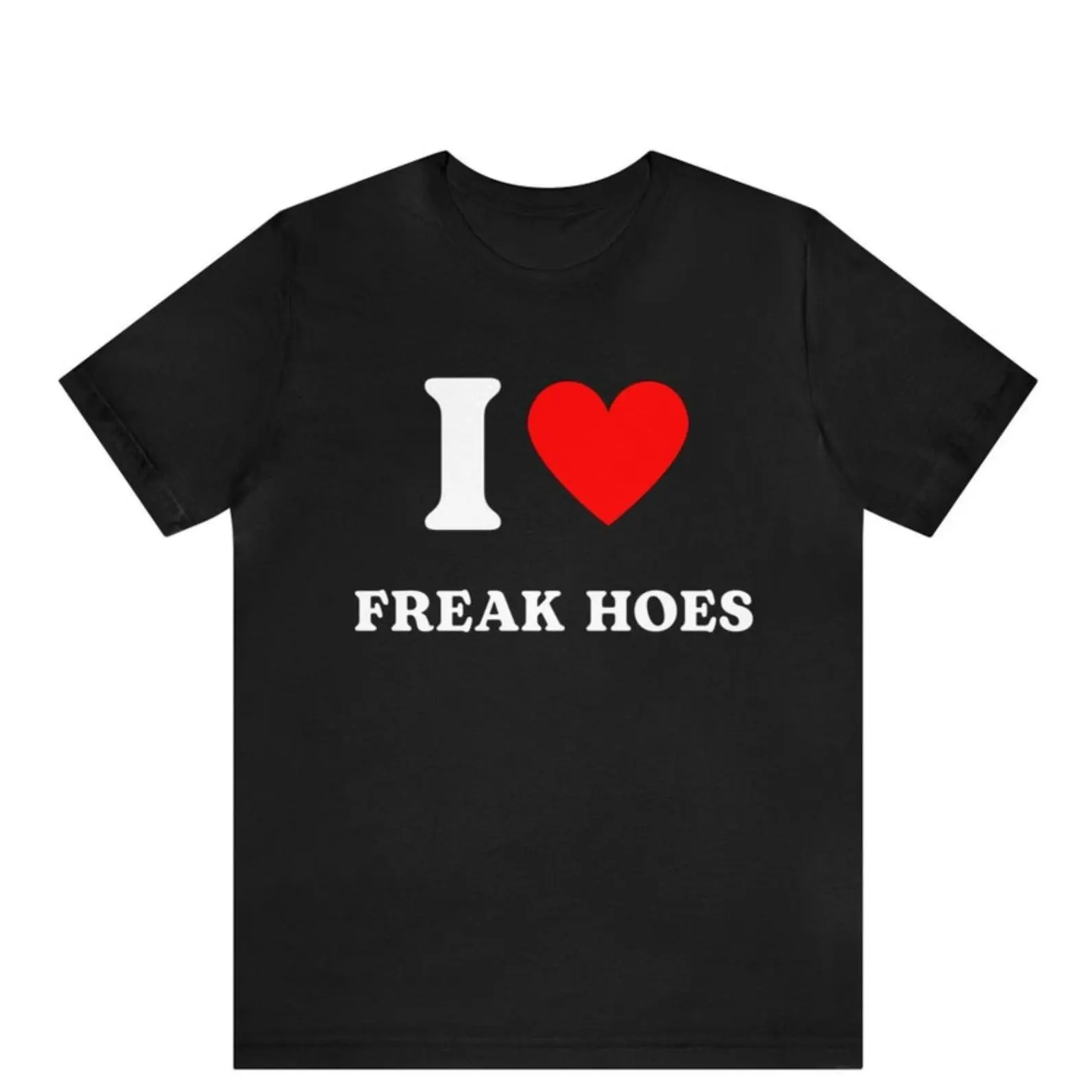 Men's Casual Cotton Knit Graphic T-Shirt - Short-Sleeve, Round Neck, Funny "Freak Hoes" & Heart Print, Streetwear Casual Sports Top, Outdoor Apparel, Funny Birthday Gift Idea, Graphic T Shirts, Casual Sports Tops