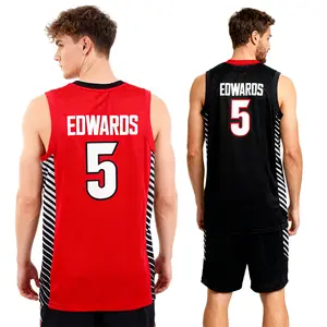Men's Edwards #5 Retro Basketball Jersey Georgia College Sewing Embroidery Mesh Ventilation Shirt S-XXL Black Grey Red Polyester Sports Top Match Day Training Suit Festival Gift