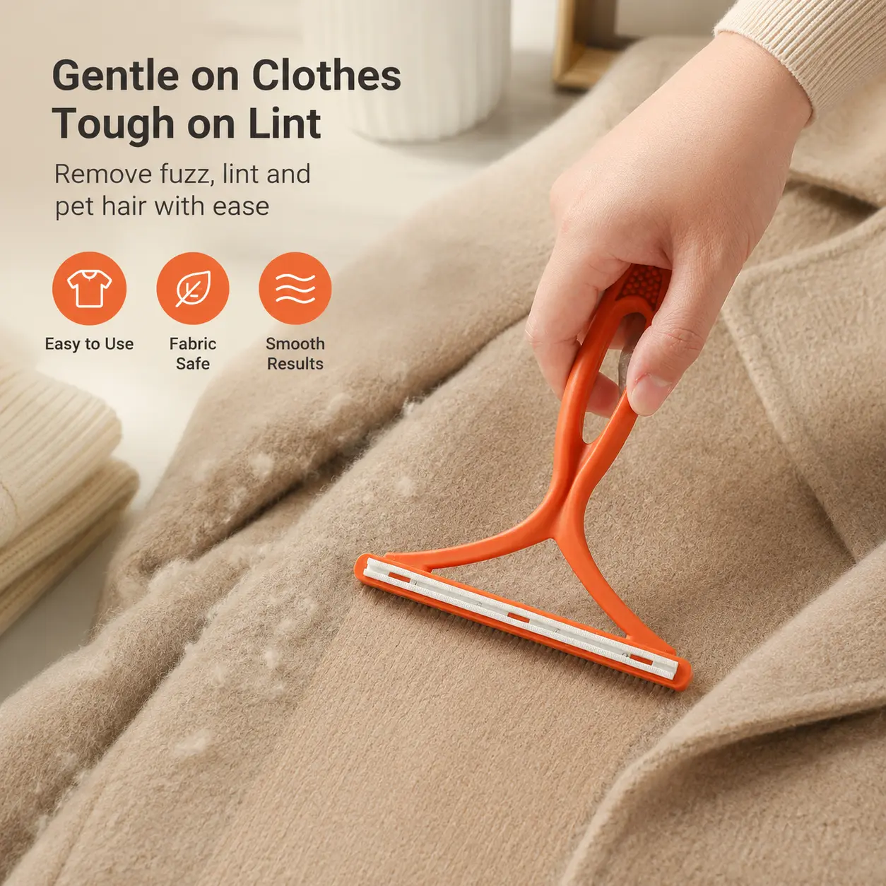 1 Count Double Sided Lint Remover, Non-slip Handle, Handheld Household Tool for Removing Fuzz Lint Balls from Clothes and Carpet Fabric