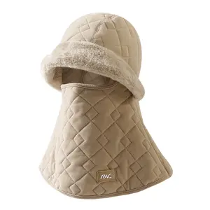 Thermal cycling cap, fleece hat, face mask, integrated female autumn and winter electric vehicle cycling headgear, windproof