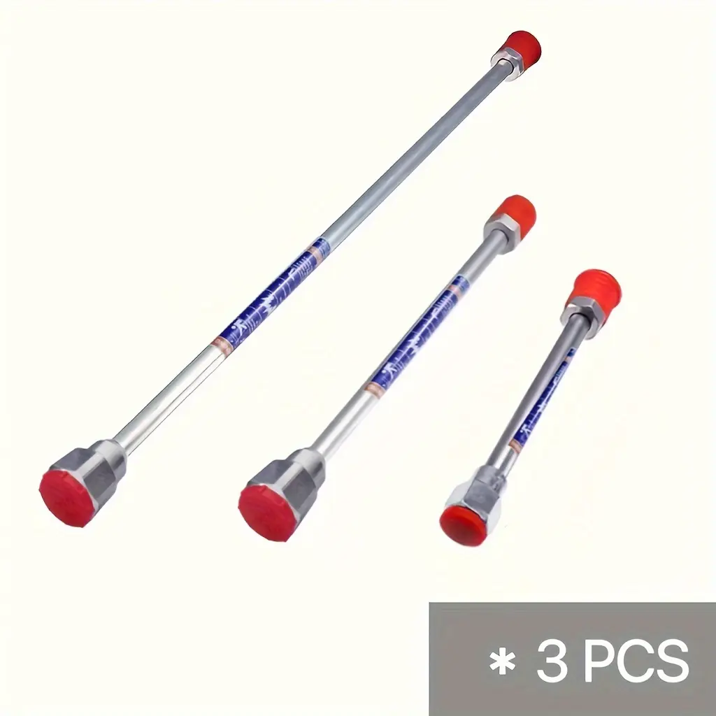 3-Piece Extension Rod Set for Airless Sprayer (20, 11.8, 7.8 Inches) with Red Protective Cover, Universal Replacement Tool, Paint Sprayer Accessories, For Airless Paint Spray Guns in Interior/Exterior Home Decoration, Gardens, and Fences