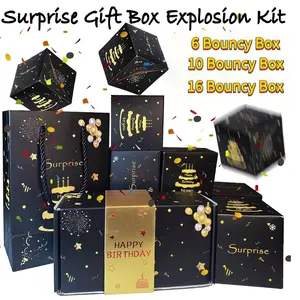 1SET Surprise Gift Box for Birthday with 6/10/16pcs Bouncing Boxes, Cash Explosion Gift Box, Christmas Money Gift Boxes for Presents, Party Gift Packs