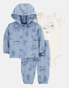 Carter's Baby Boy Dog 3-Piece Cardigan Set - Blue/White, kids, original, babyshower, set gift
