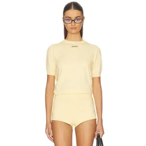Milkwhite Short Sleeve Sweater in Pale Yellow
